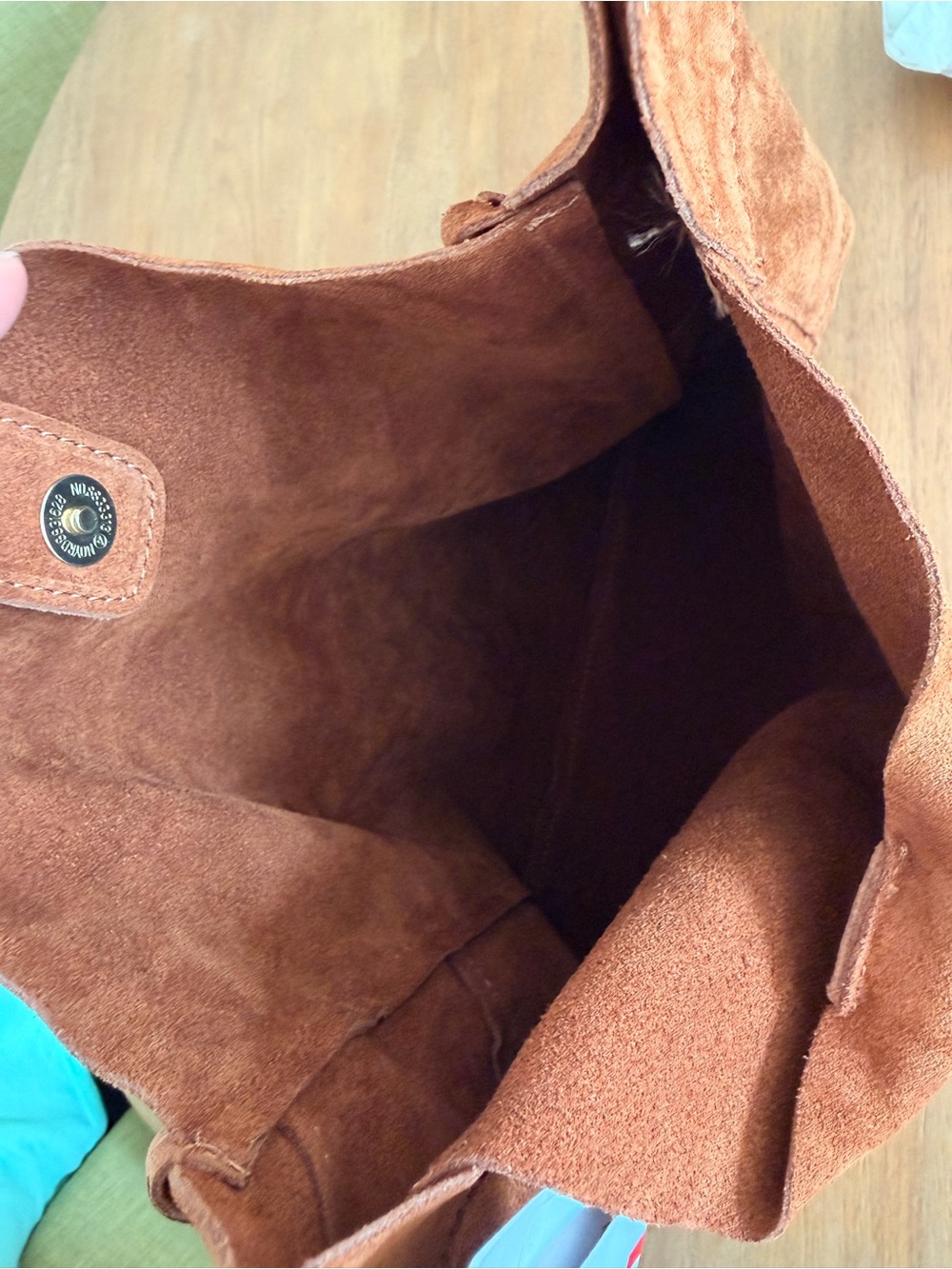 MARLON Made In Italy Fringed Suede Hobo Bag with Bamboo Handle - Picture 10 of 11